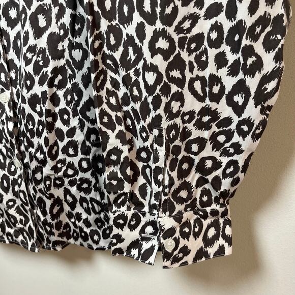 Chicos No Iron Cheetah Button Up Blouse Brown White Size 3 / XL Leopard Office - Picture 6 of 7